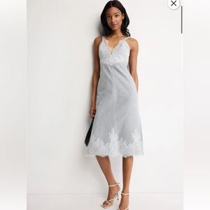 3.1 Phillip LIM Denim Slip Dress With Lace Hem Sz 4